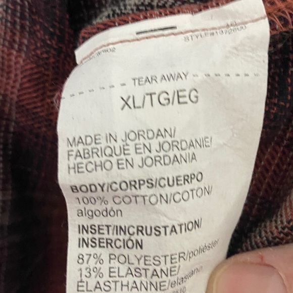 UNDERARMOUR MENS SIZE XL RUST BLACK FLANNEL SHIRT SNAP BUTTONS  GOOD CONDITION - Picture 4 of 11